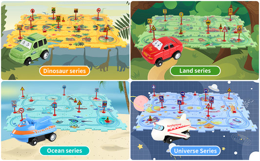 RAILCAR™ - Puzzle Autorennbahn-Set